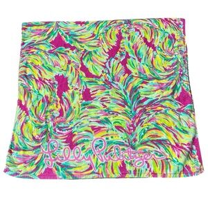 Lilly Pulitzer pink yellow green leaf palm beach pool towel with logo